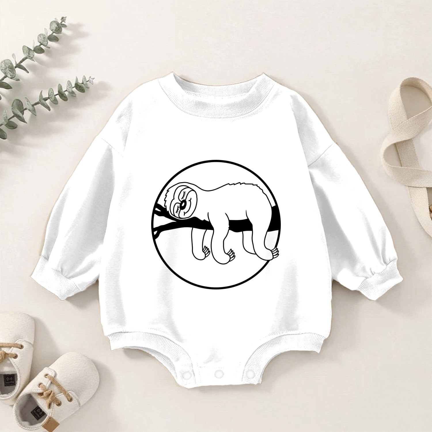 branch sleep sloth comic Baby Romper Sweatshirts