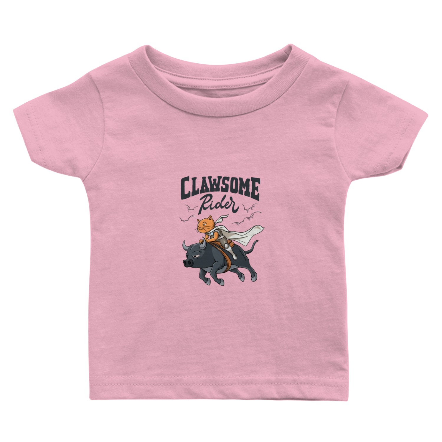 Western Rodeo Cat "Clawsome Rider" Design for a Baby T Shirts
