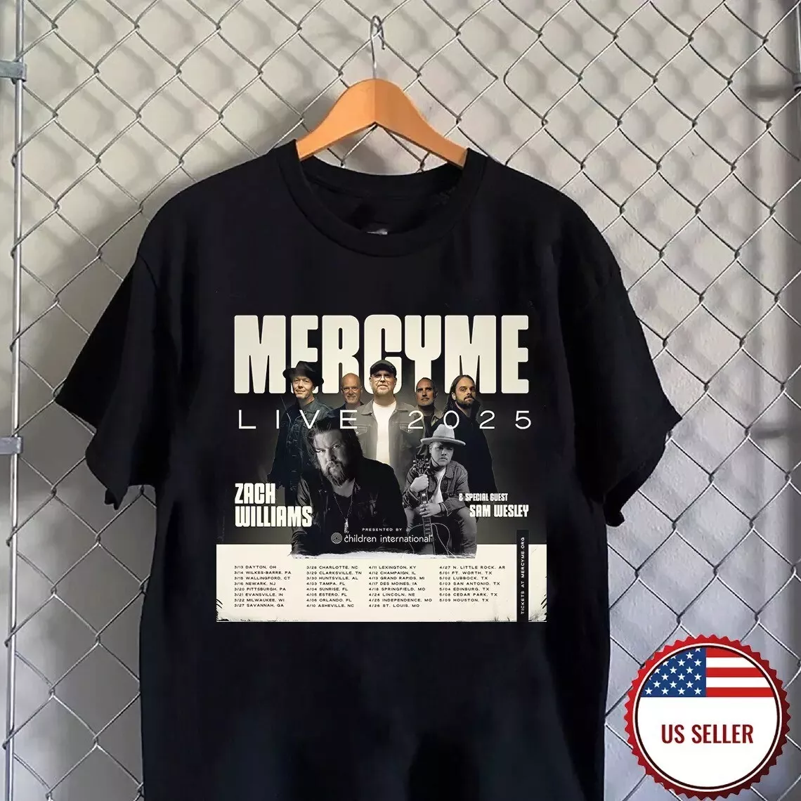 MercyMe Live 2025 Tour Date T-Shirt for fan, full size S to 5X