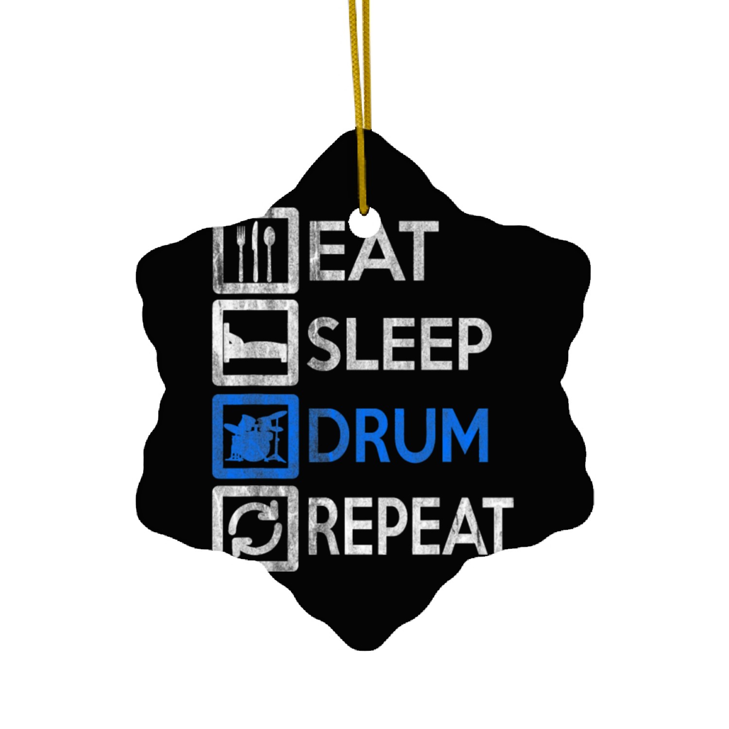Vintage Drummer Eat Sleep Drums Repeat Drums Ceramic Ornaments