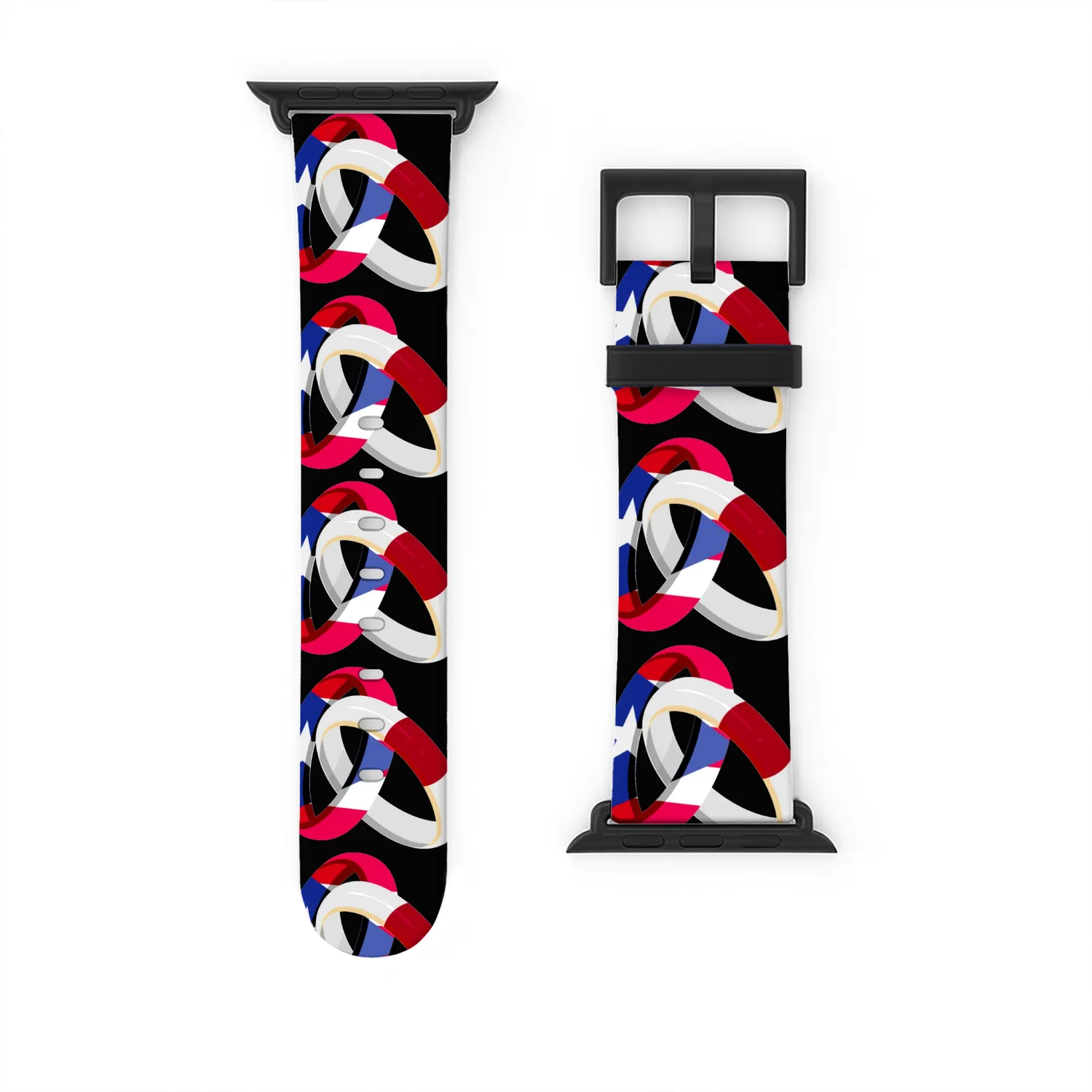 Puerto Rico Flag Japan Grown Ring Marriage Wedding Watch Bands For Apple Watch