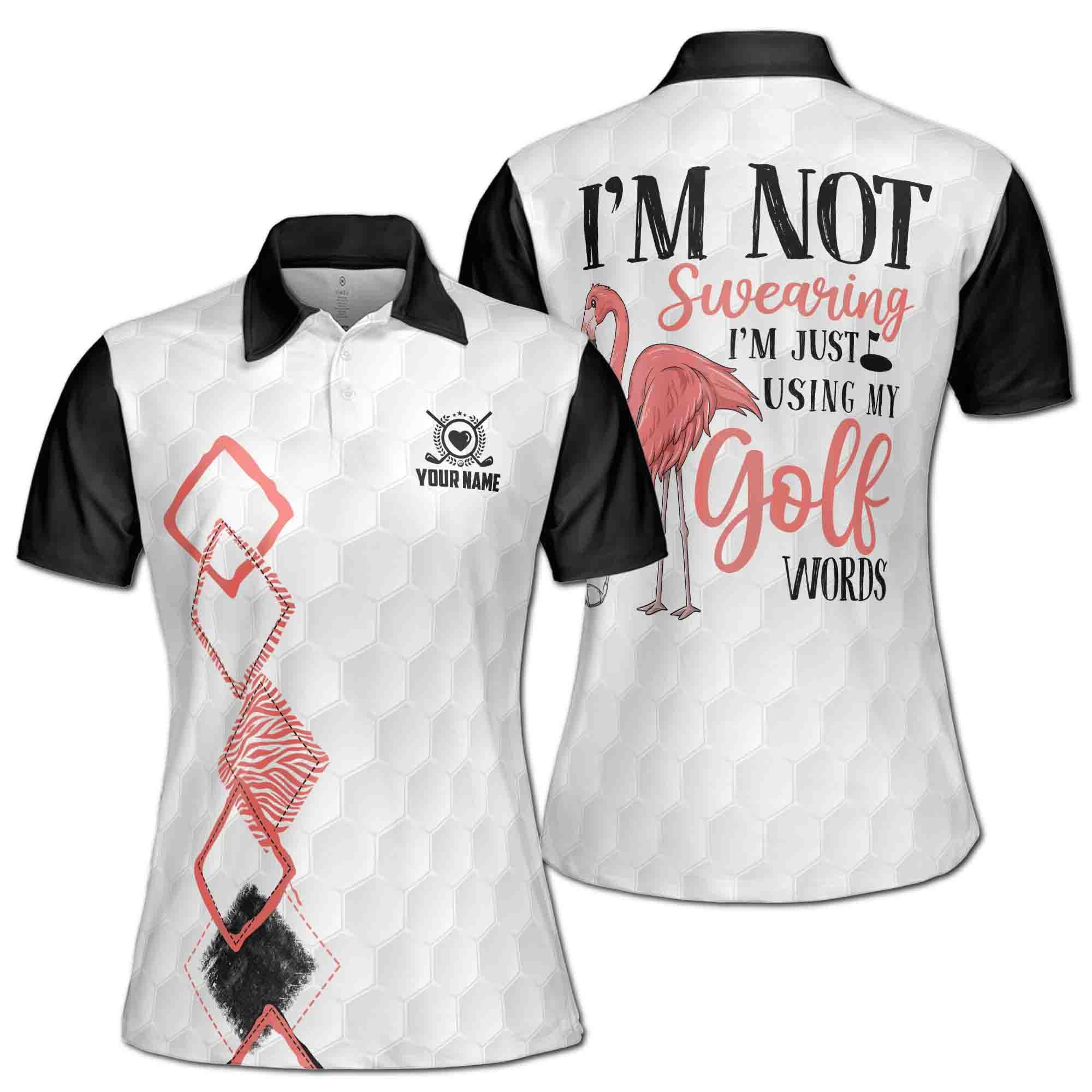 Custom Name I'm Not Swearing Flamingo Golf Women Polo Shirt