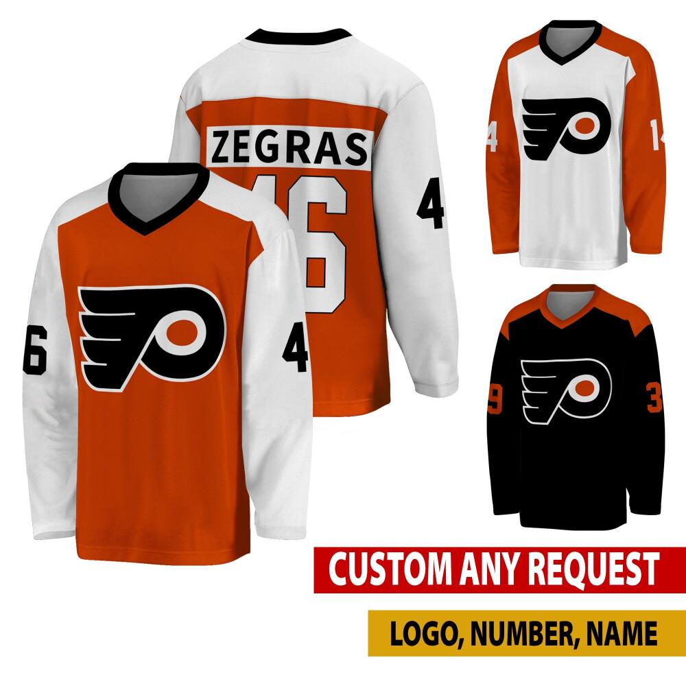 Personalized Philadelphia Hockey Jersey, Flyer Jersey For Men With Your Team Name, Trevor Zegras Sean Couturier Fan Hockey Jersey