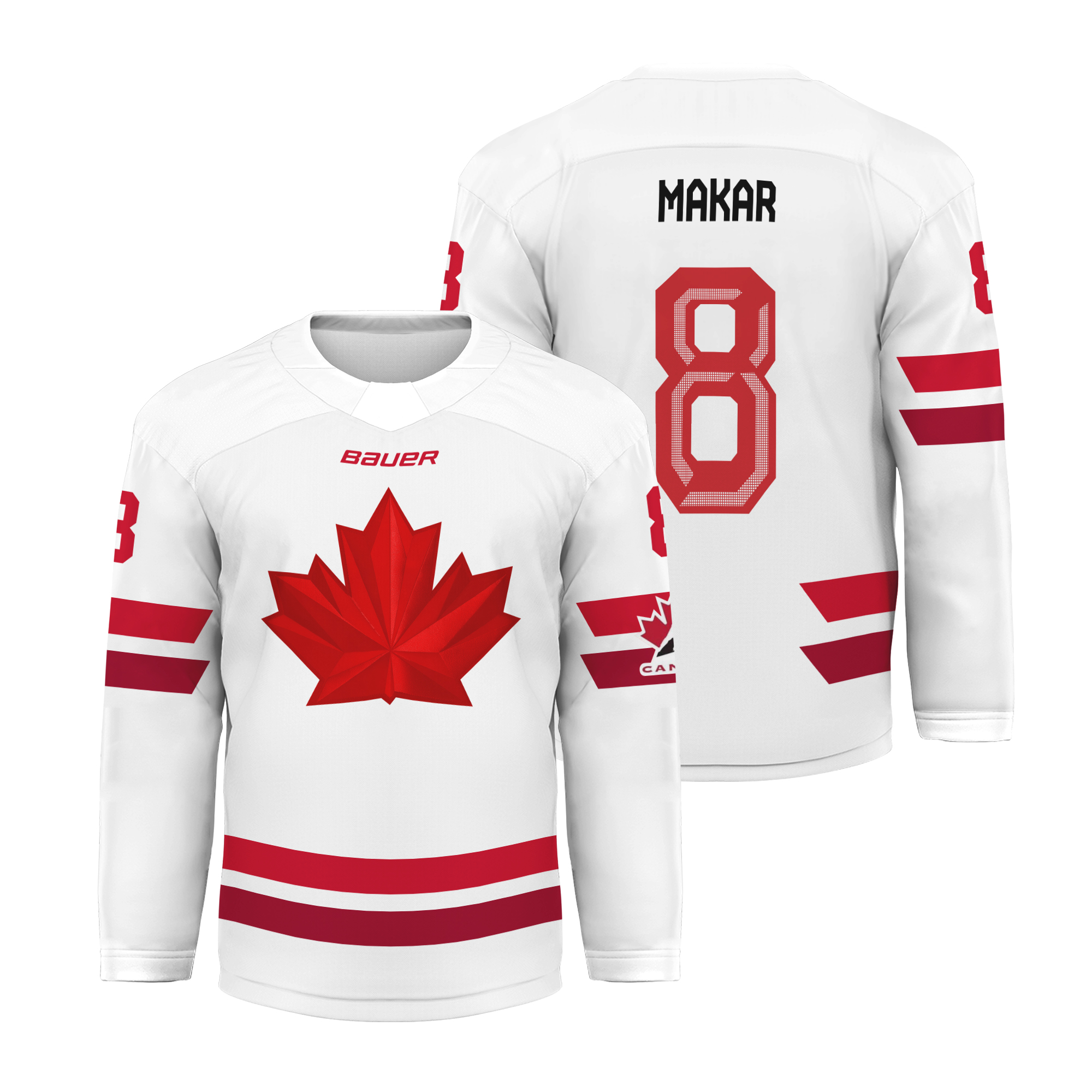Men's 2026 Canada Bauer Olympics White Replica Hockey Jersey Cale Makar IIHF