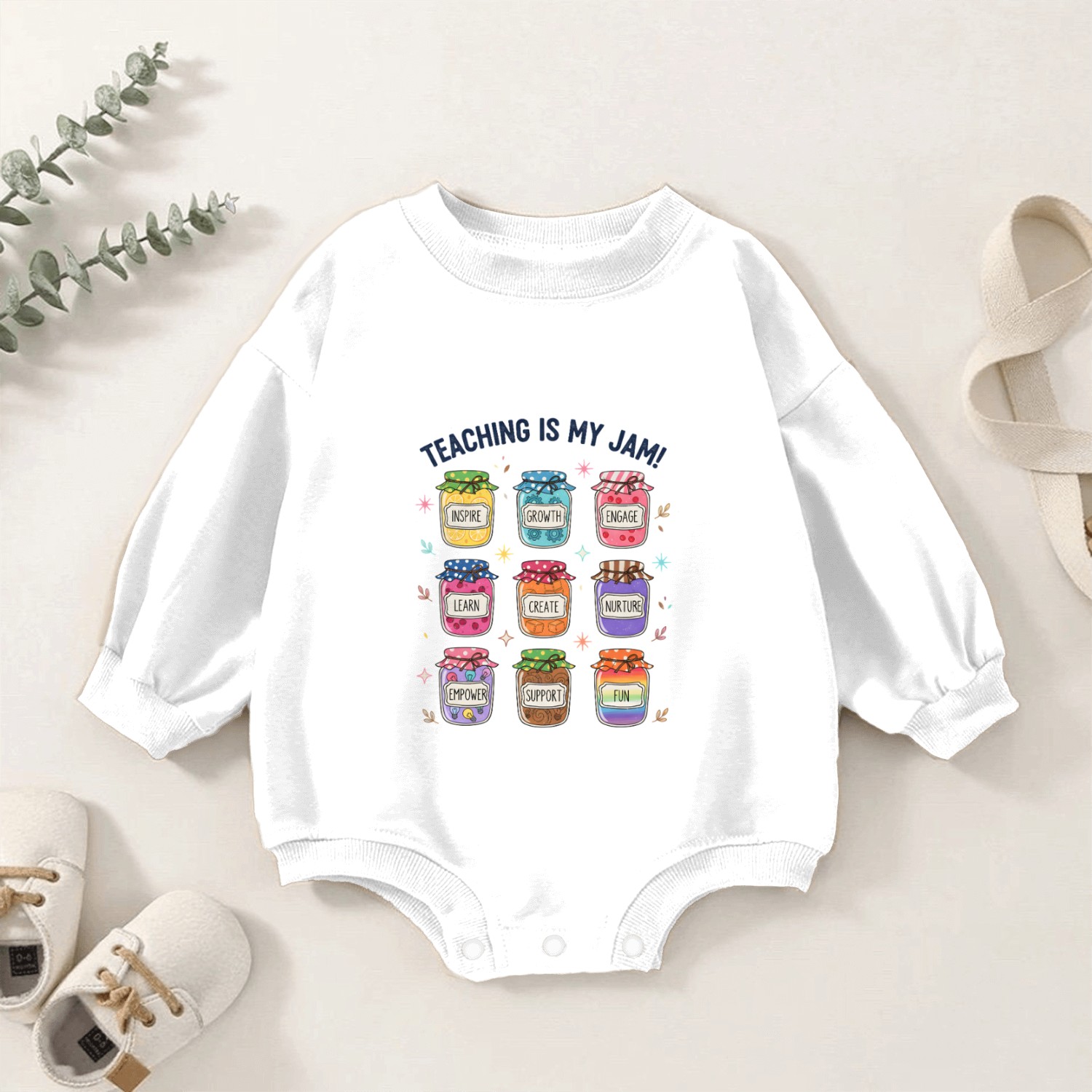 Teaching Is My Jam Cute Teacher Appreciation Baby Romper Sweatshirts