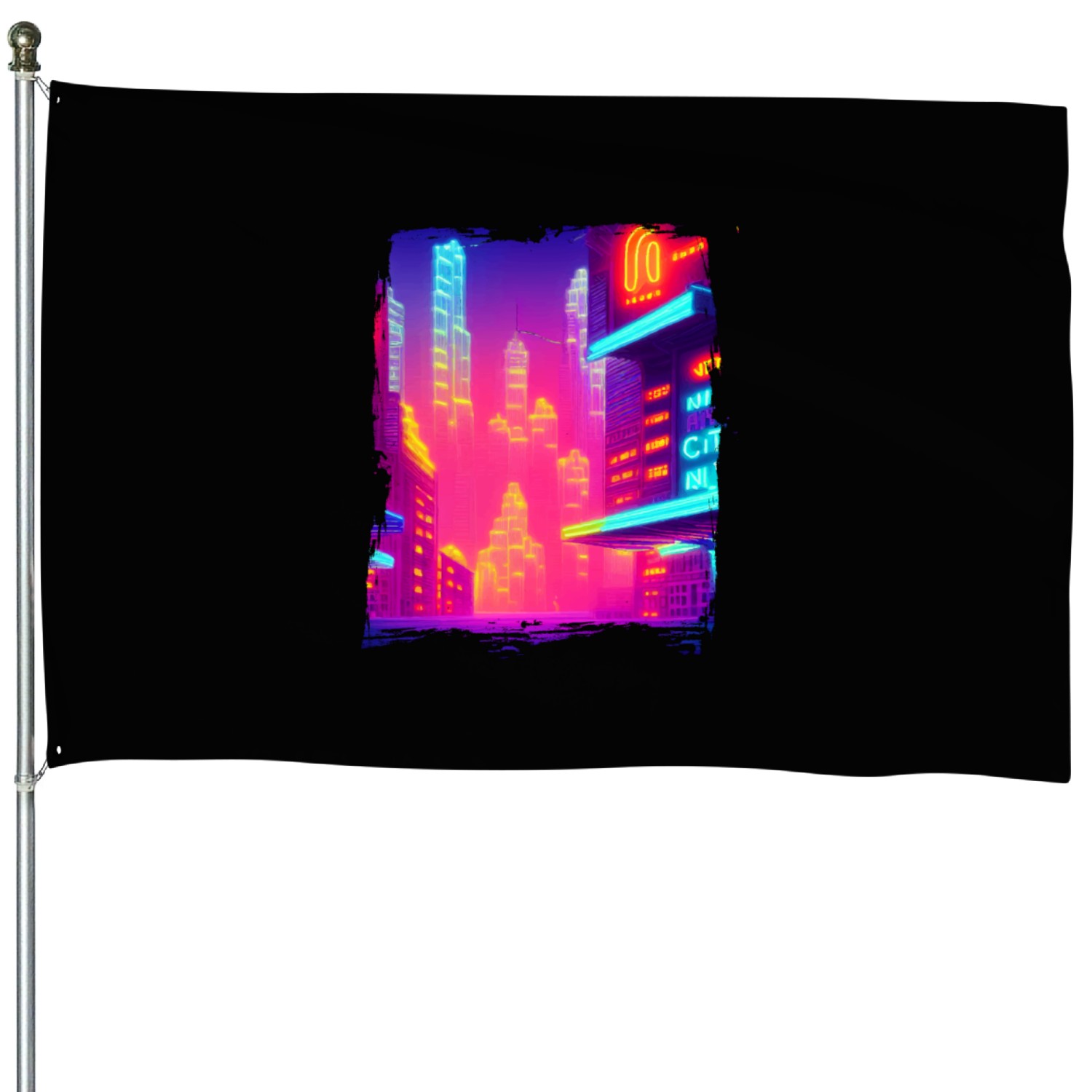 Cool Japanese World Japan Neon City House Flags