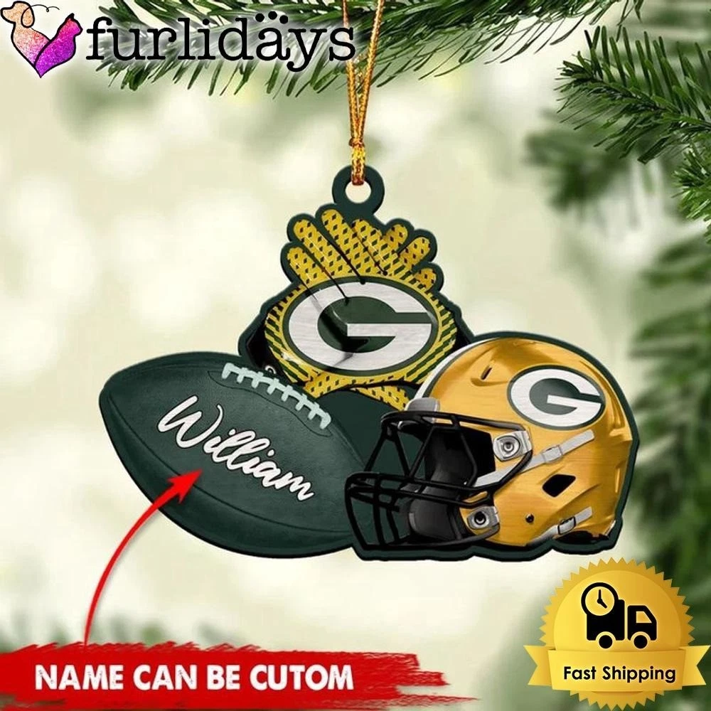 Personalized Green Bay Football Team Packers Christmas Ornament Gift Decor