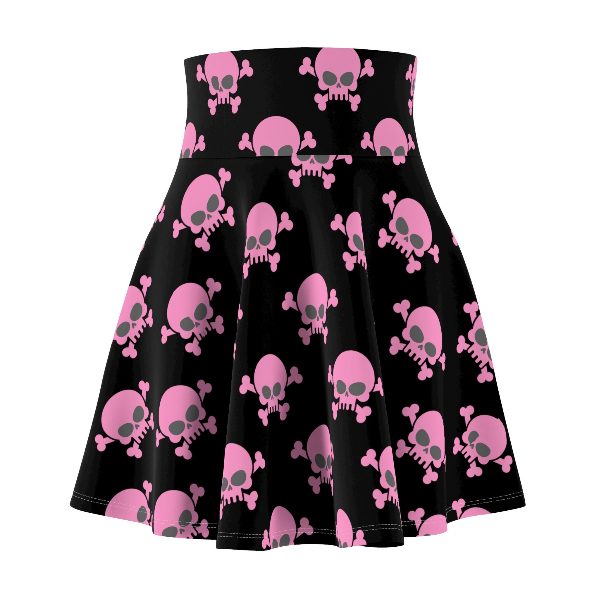 Pink crossbones Women's Skater Skirt