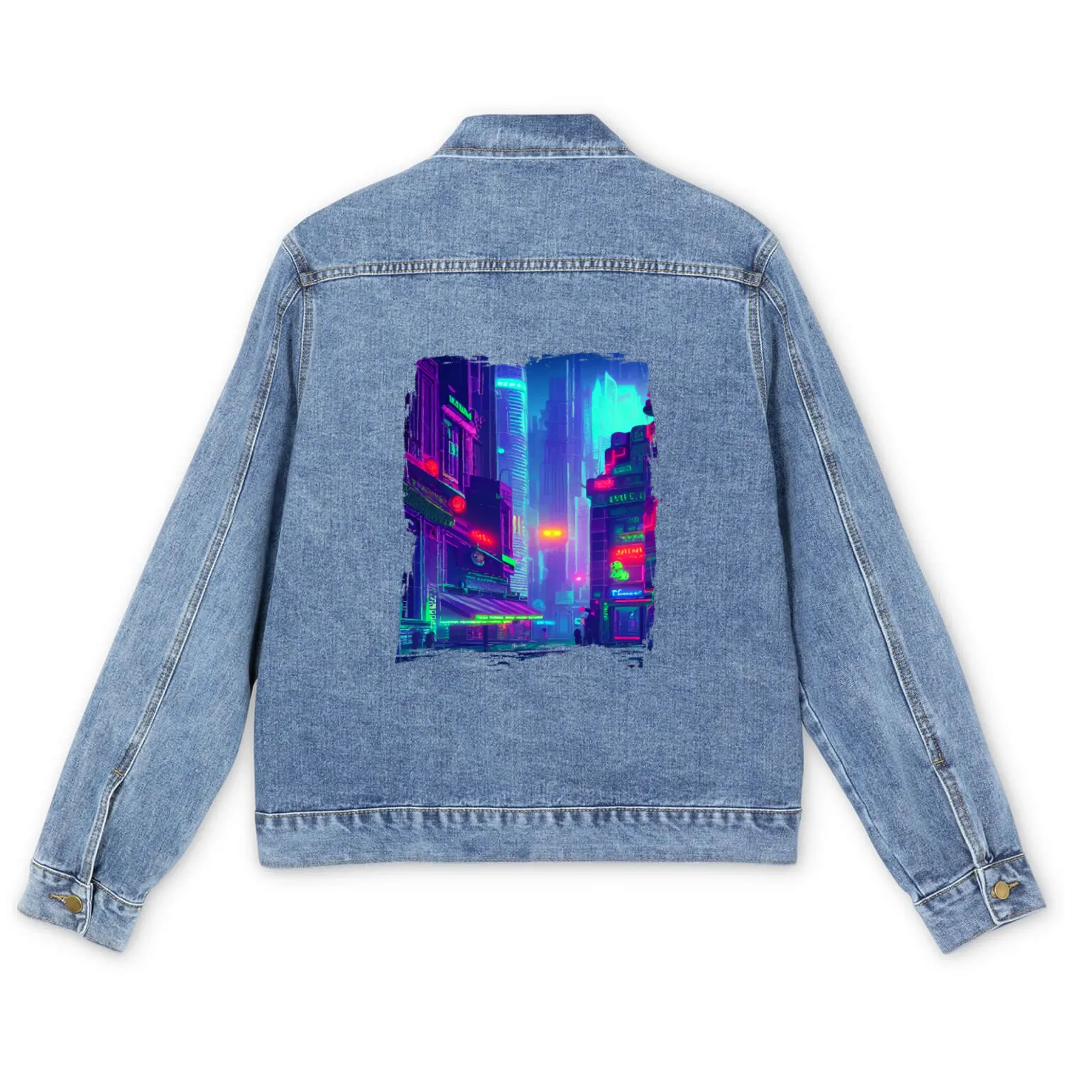 Cool Japanese World Japan Neon City Men's Denim Jackets