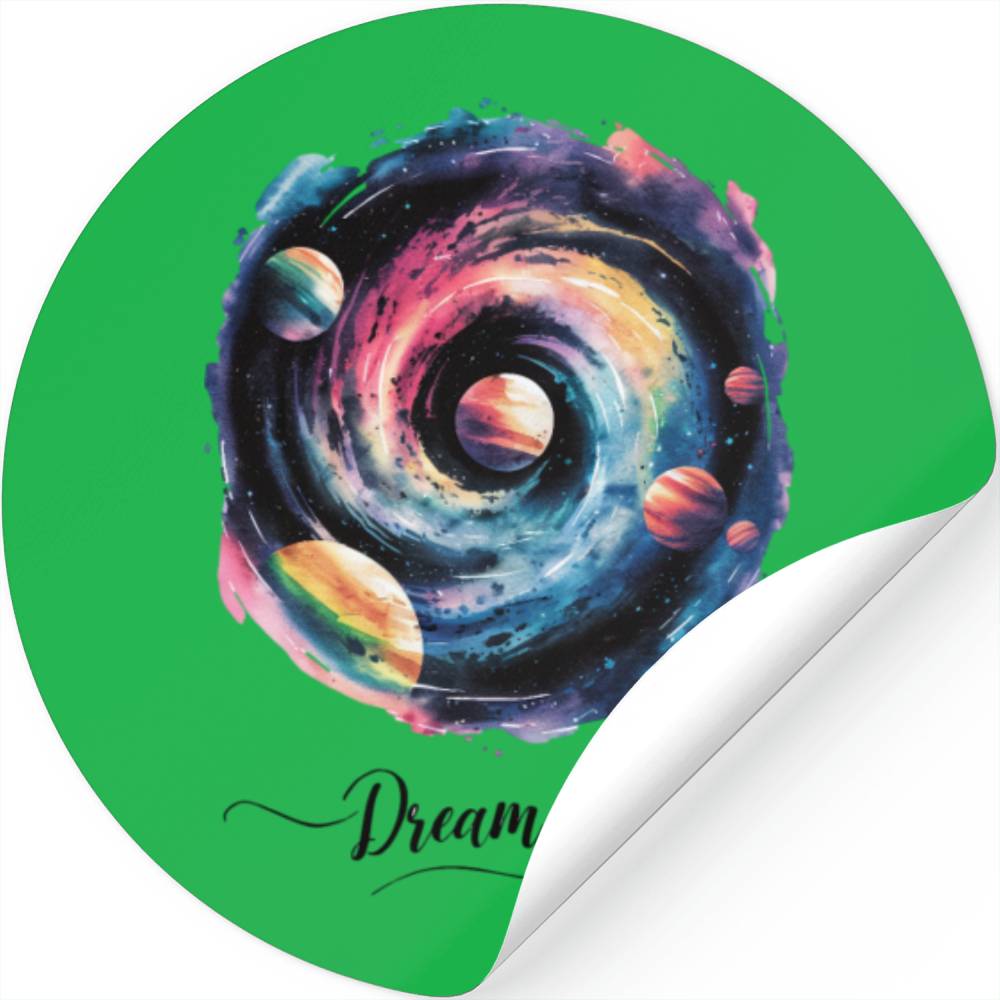 Dream Big Colorful Galaxy Spiral Stickers