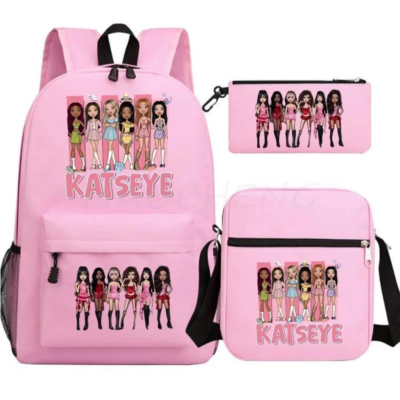 3 Pcs Katseye Student Backpack Set, Laptop School Bag for Teen Boys Girls, Back to School Backpack Set