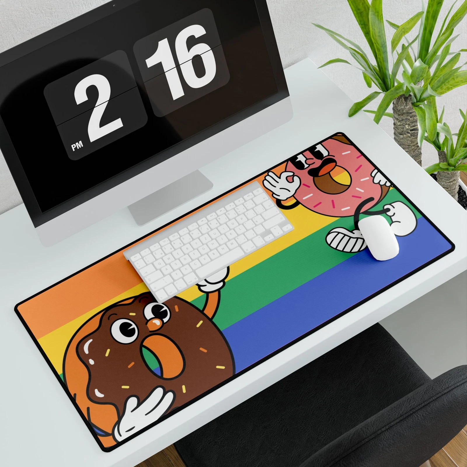 Colorful Donut Desk Mat, Fun Office Accessory, LGBTQ Pride Decor