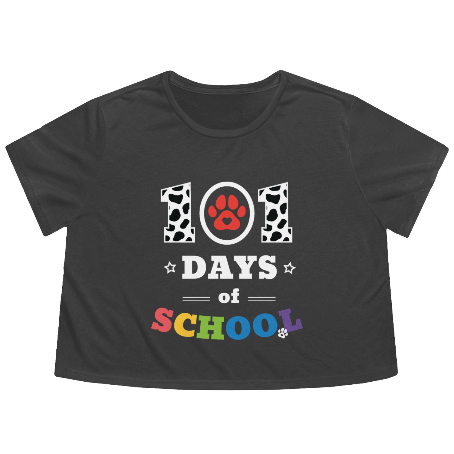 101 days of school Flowy Cropped Tees