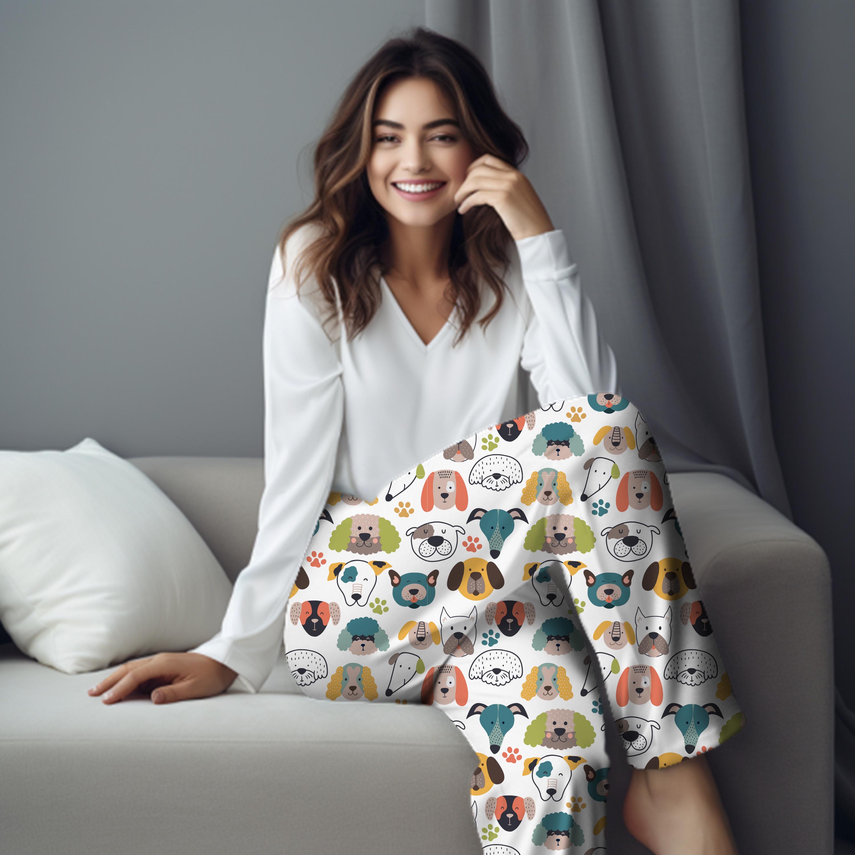 Fun Dog Pajama Pant, Dog Lover, Dogs and Paws Print PJs, Gift for Her, Pajamas Women, Dog Lover Themed PJ Pants Gift, Dog Mom Gift, Pajama