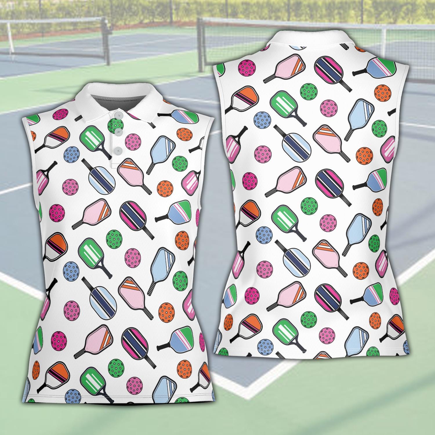 Retro Pickleball Polo Shirt, Matching Women Sleeveless Polo, Pickleball Player Team, Pickleball Lover Gift Polo