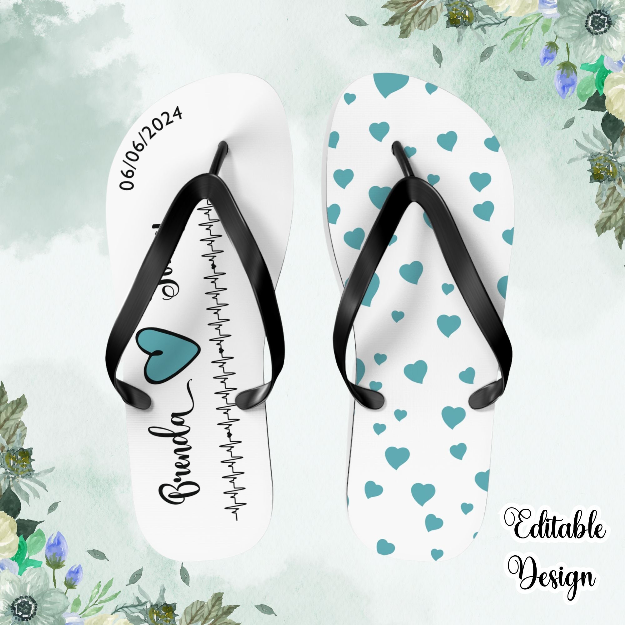 Bridal Flip Flops Wedding Bridesmaids Slippers Bridal Sandals Sublimation Design Png Bride Slippers Summer Beach Wedding Shoes Flat Custom