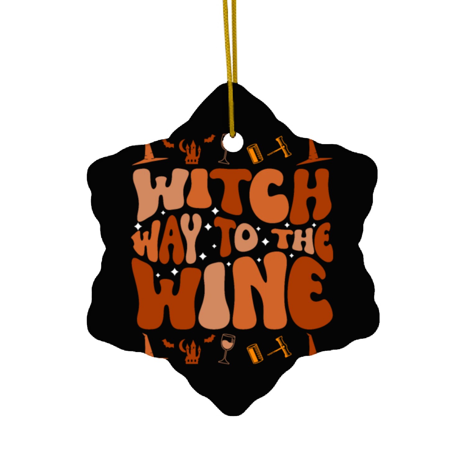 Witch Way To The Wine Ceramic Ornaments