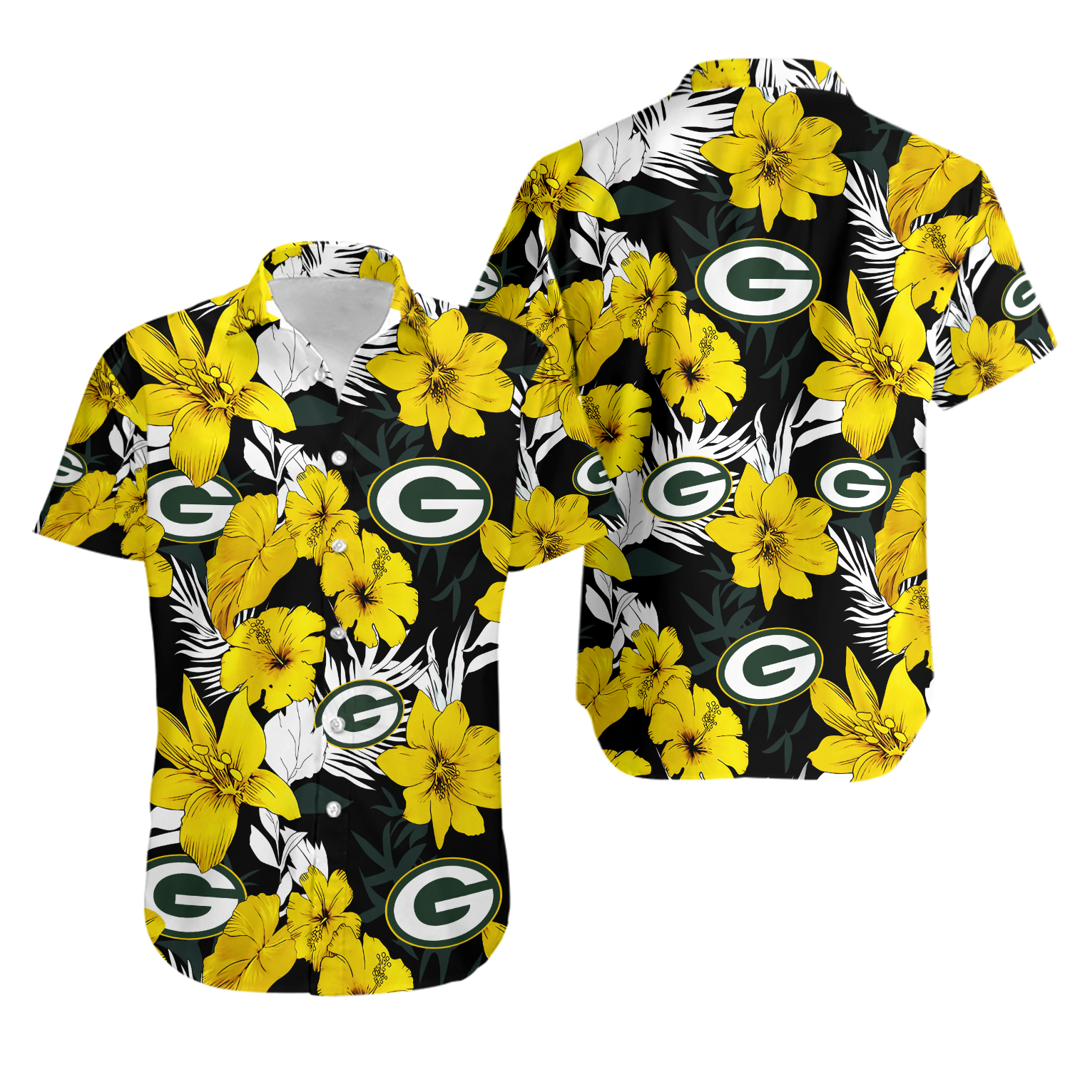 Green Bay Football Team Packerss Hawaiian Button Down Shirt