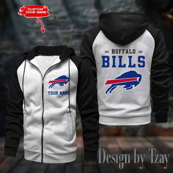 Buffalo Bills Raglan Zip Hoodie, Football Lover Gift, Game Day