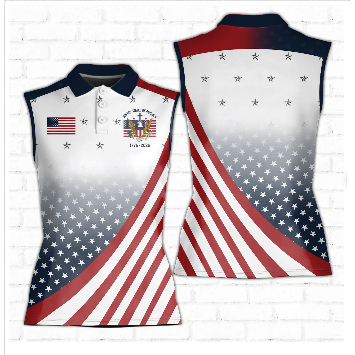 Womens America 250 Anniversary Sleeveless Polo Shirt Patriotic USA Flag Golf Top Fourth of July 1776 2026 Collared Tank 4th of July Shirt