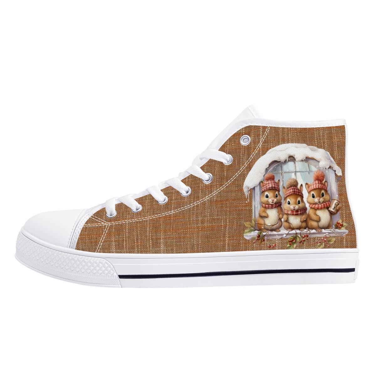 Cute Winter 3 Squirrels High Top Sneakers