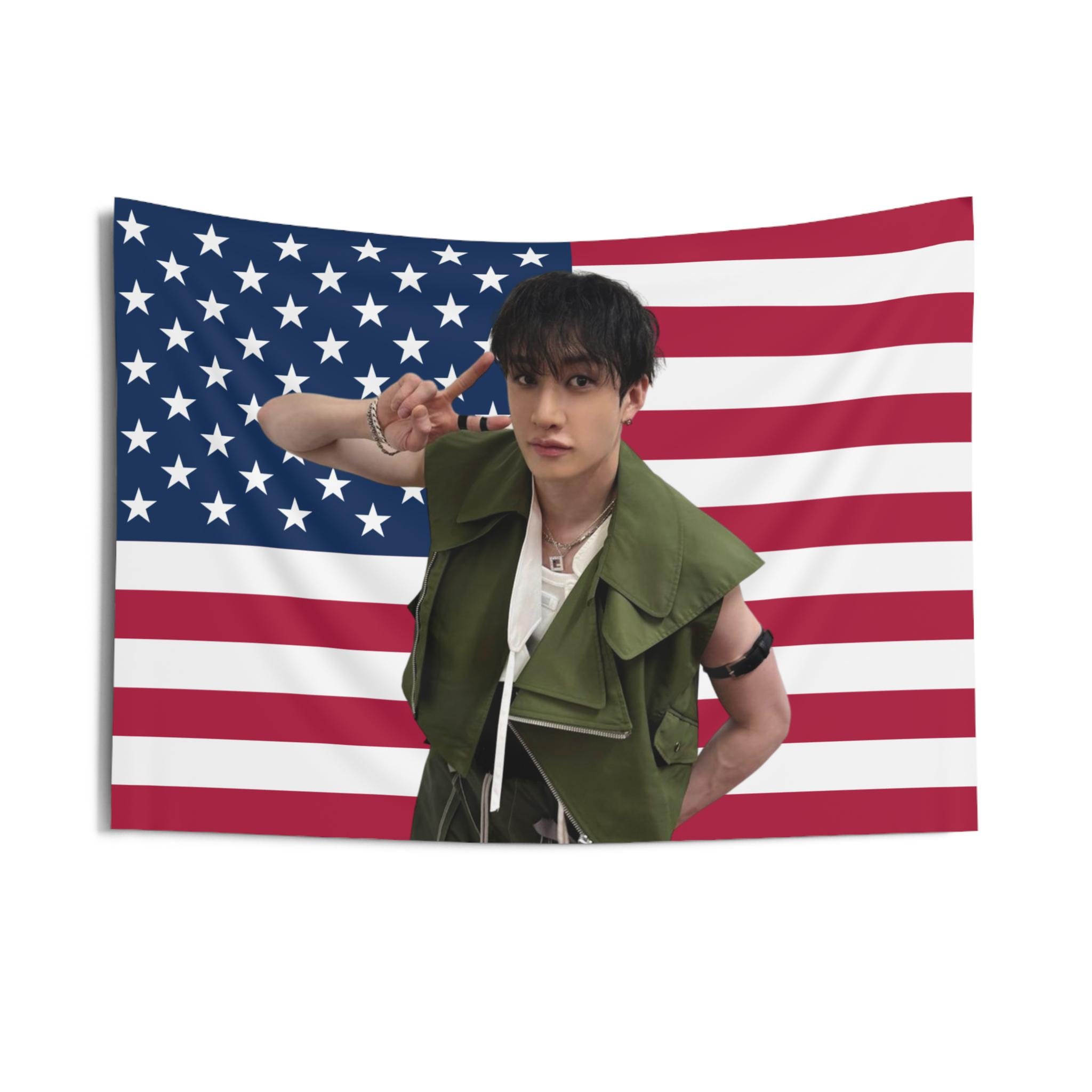 Stray Kids Bangchan Flag Banner,SKZ Bangchan American Flag Tapestry,Bangchan Flag,Kpop Wall decor,Birthday Gift for Stray Kids Bangchan Fan