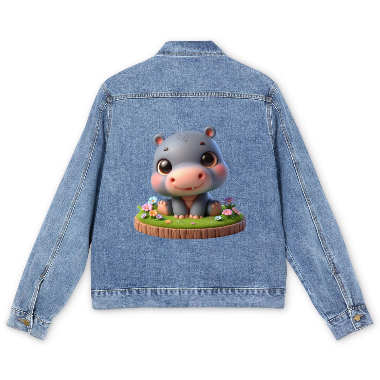 Gentle Hippo : A Floral Fantasy Men's Denim Jackets