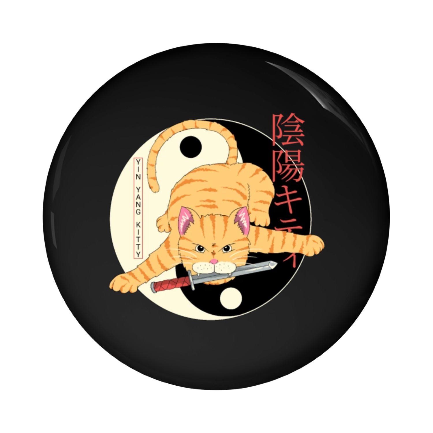 Yin Yang kitty Pin Buttons