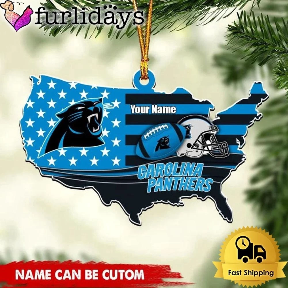 Personalized Carolina Football Team Panthers Christmas Ornament Gift Decor