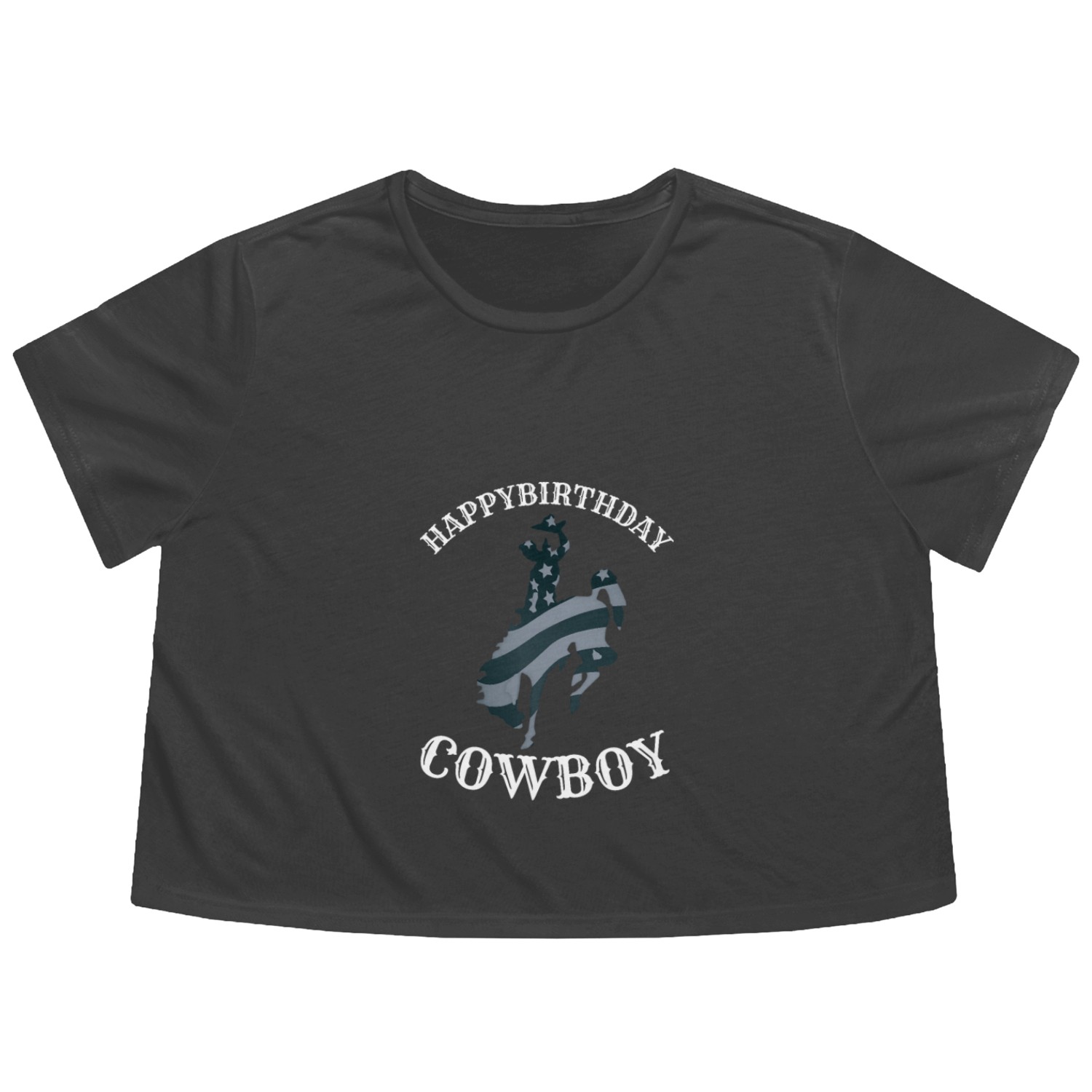 Cowboy birthday Flowy Cropped Tees