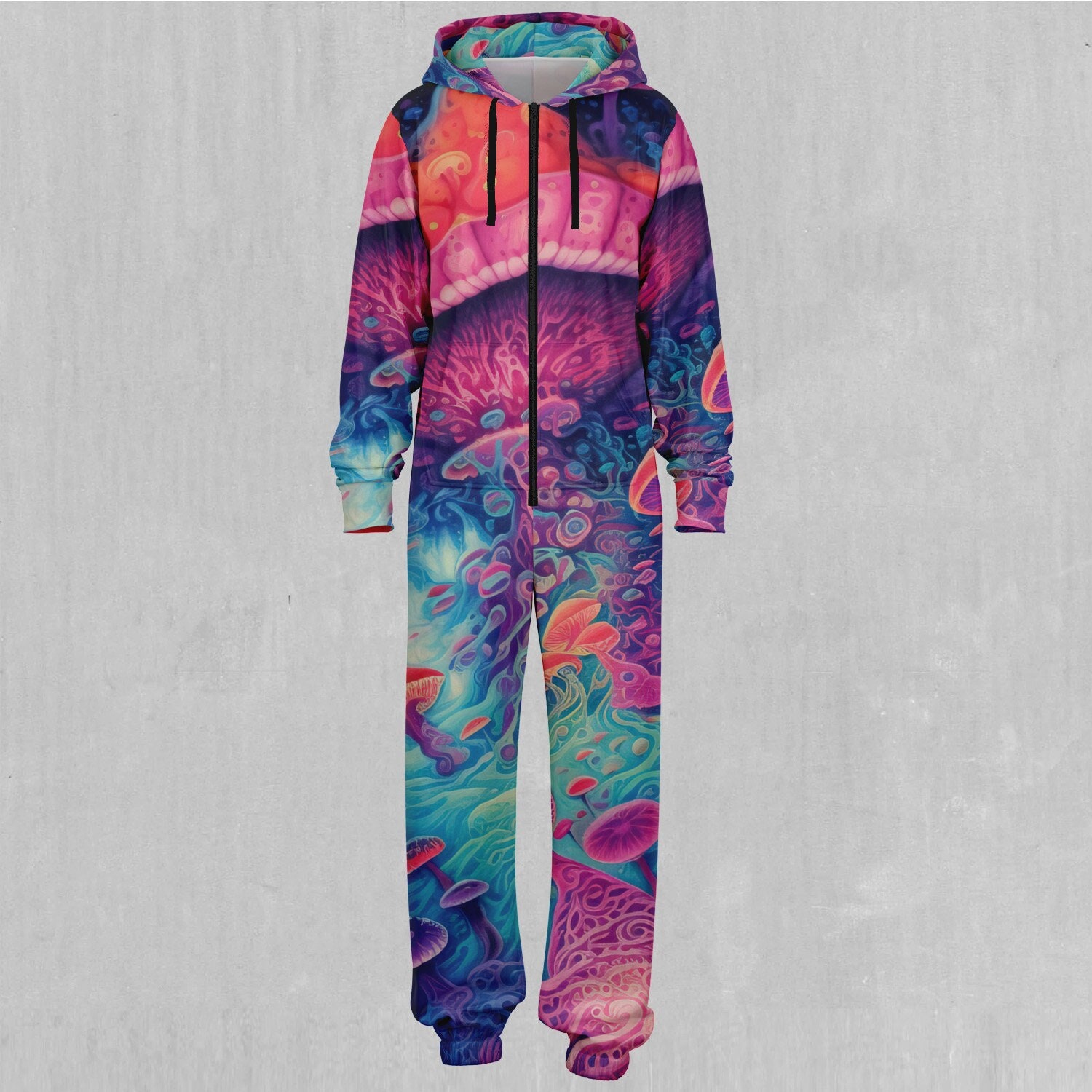 Mycological Mind Psychedelic Adult Zip Up Jumpsuit Pajamas