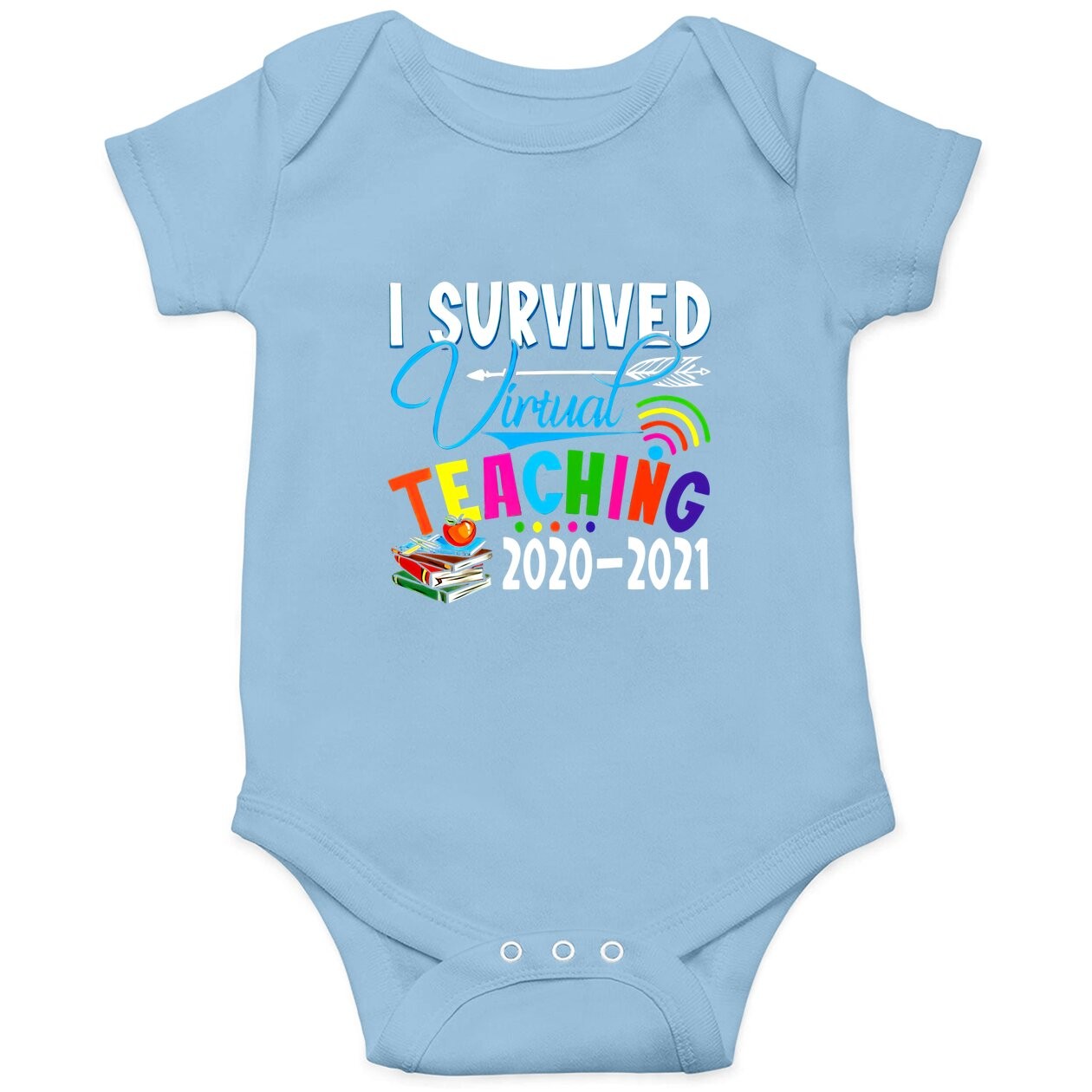Fashion Baby Bodysuit - Funny I Survived Virtual Teaching End Of Year Teacher Remote Gift Baby Bodysuit Short Sleeve