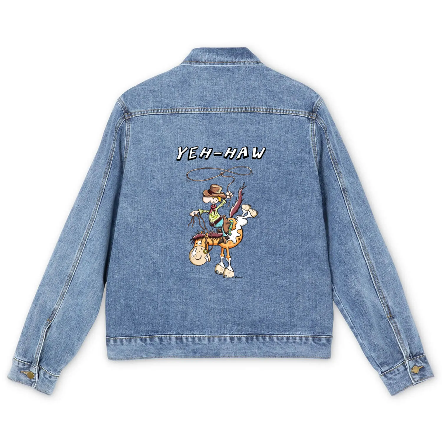 Yeh-Haw Cowboy - Pinto Horse - Western - Gift Men's Denim Jackets