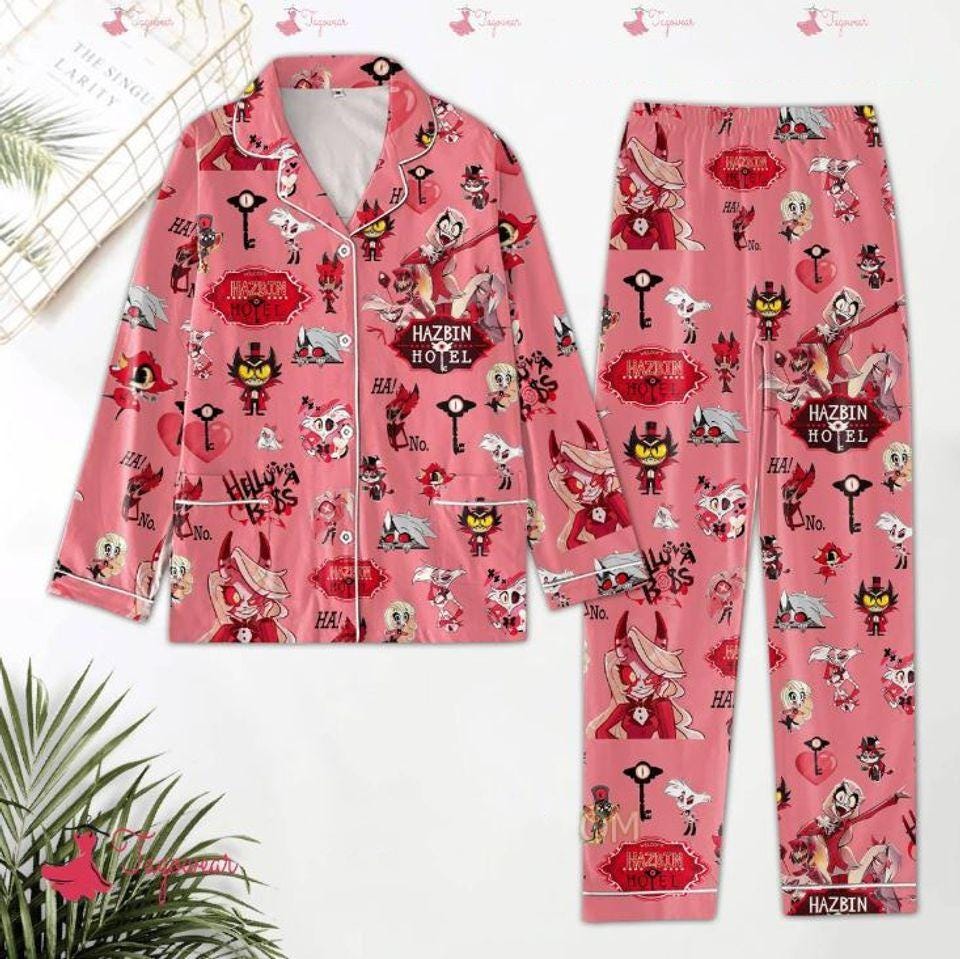HazBin Hotel Pajamas Sets, HazBin Angel Dut Women Pajamas, Alastor Merch Set