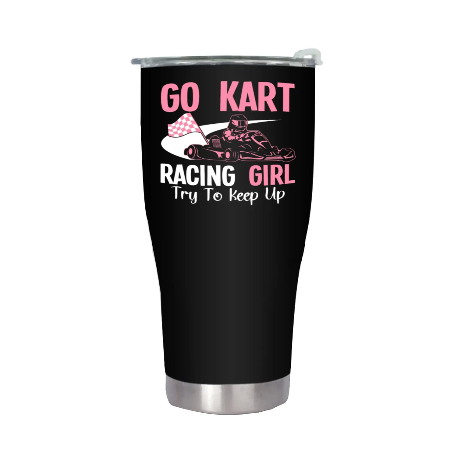 Go Kart Racing Girl Try To Keep Up Karting Racer Stainless Steel Tumblers