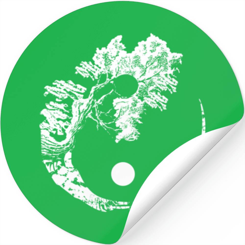 Bonsai Tree Print Zen rit Yin Yang Japanese Stickers