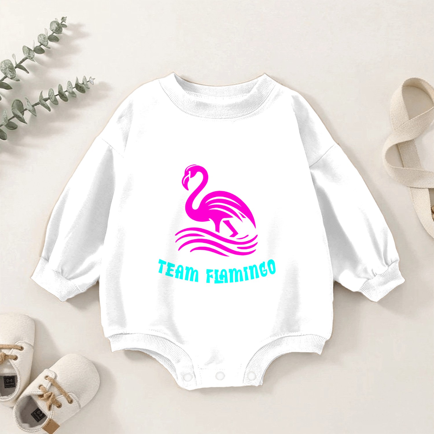 Team Flamingo Baby Romper Sweatshirts