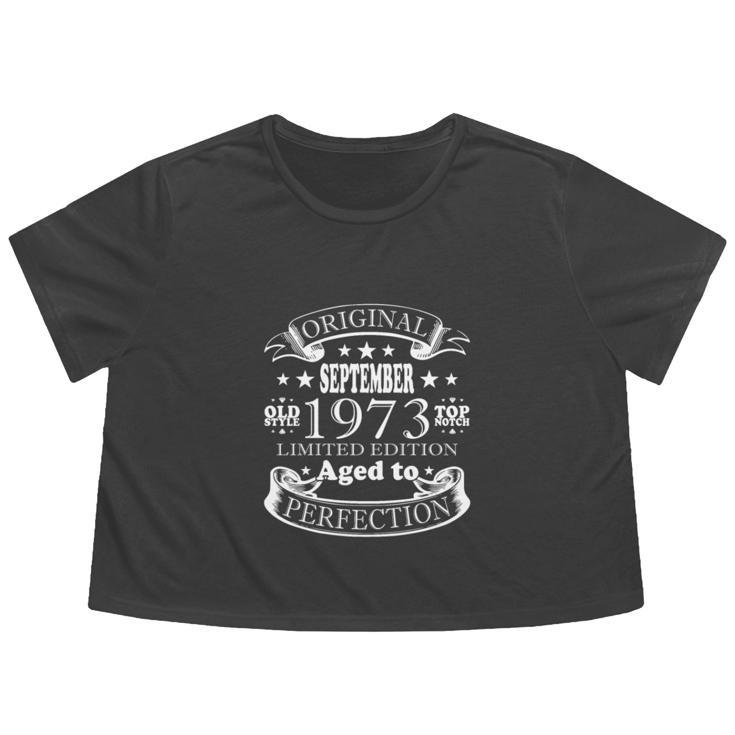 september 1973 Anniversary september 1973 septembe Flowy Cropped Tees