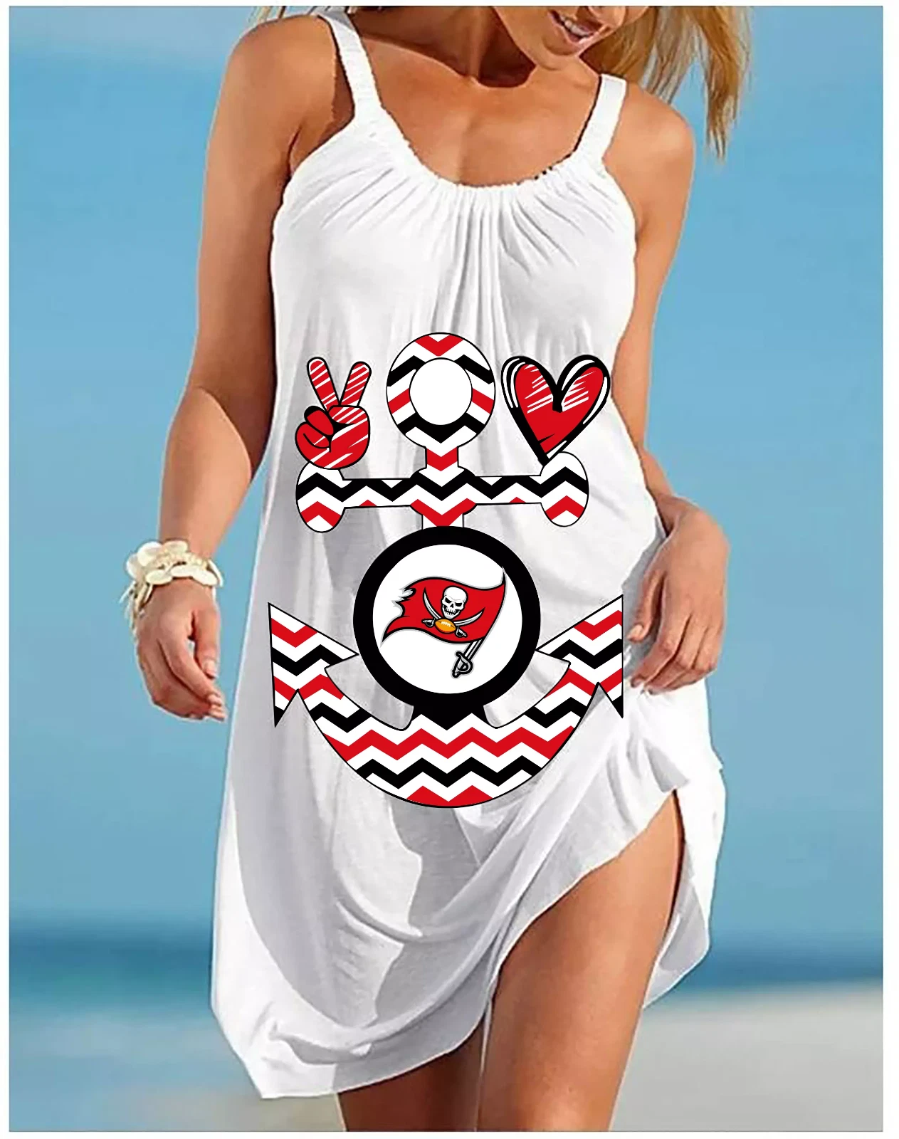 Tampa Bay Buccaneers Women Slip Dress Sleeveless Loose Beach Sundress