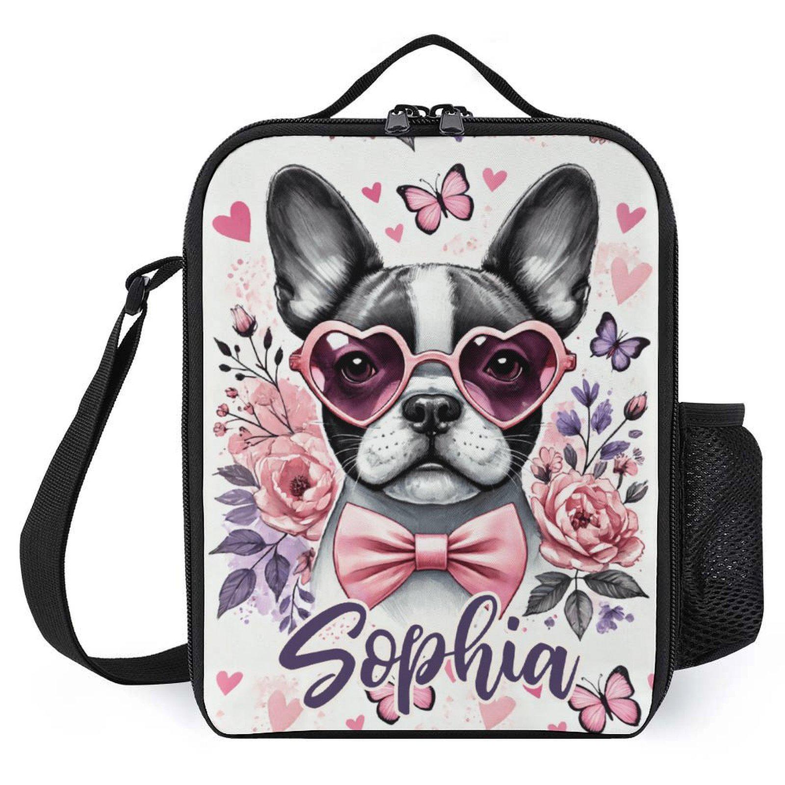 Personalized French Bulldog Frenchie Lunch Bag for School Camp Boys & Girls