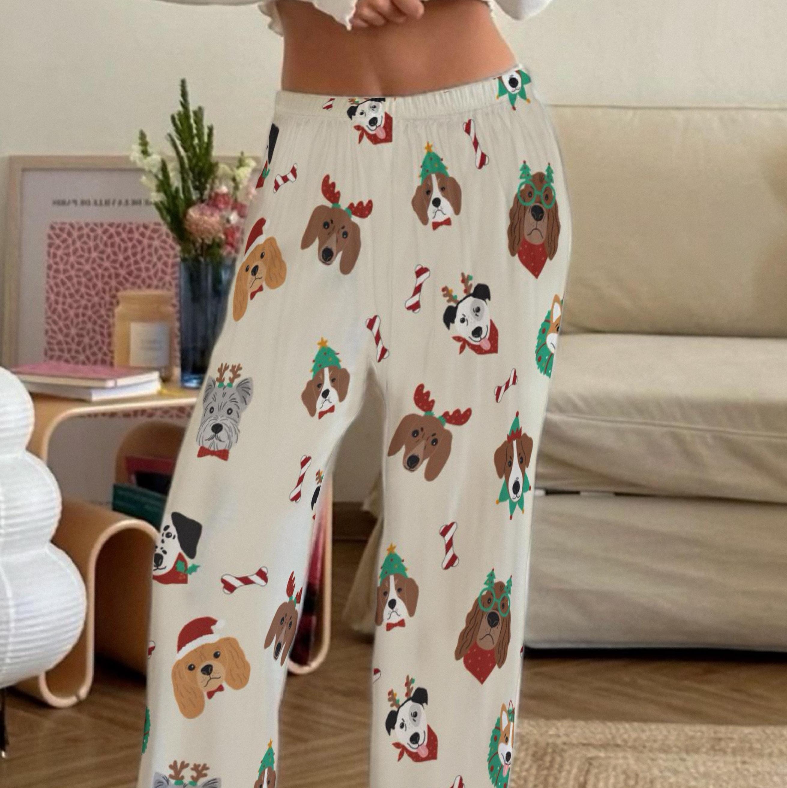 Christmas Dog Pattern Pajama Pants for Women
