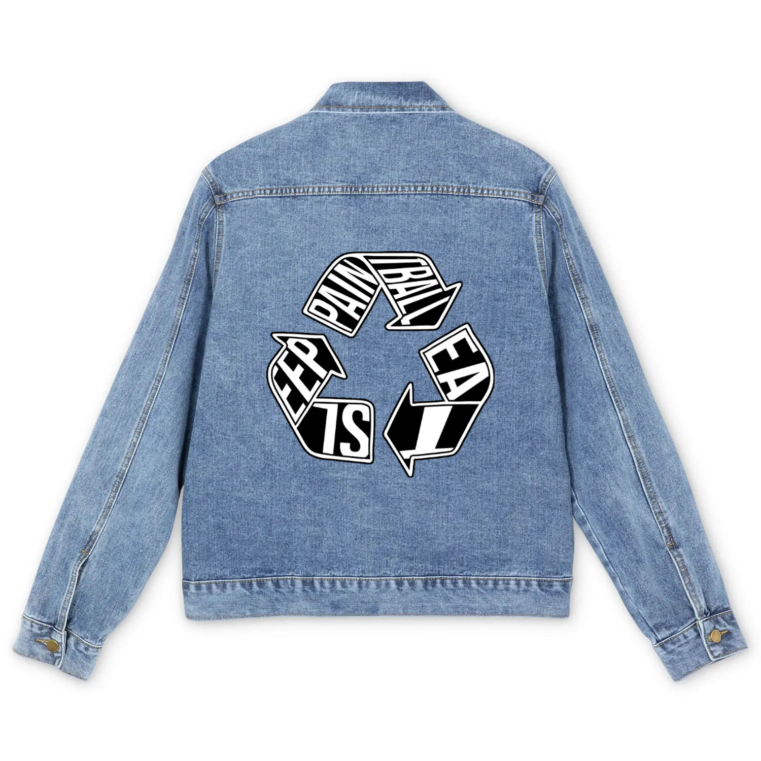 Eat sleep paintball repeat or recycle Men's Denim Jackets
