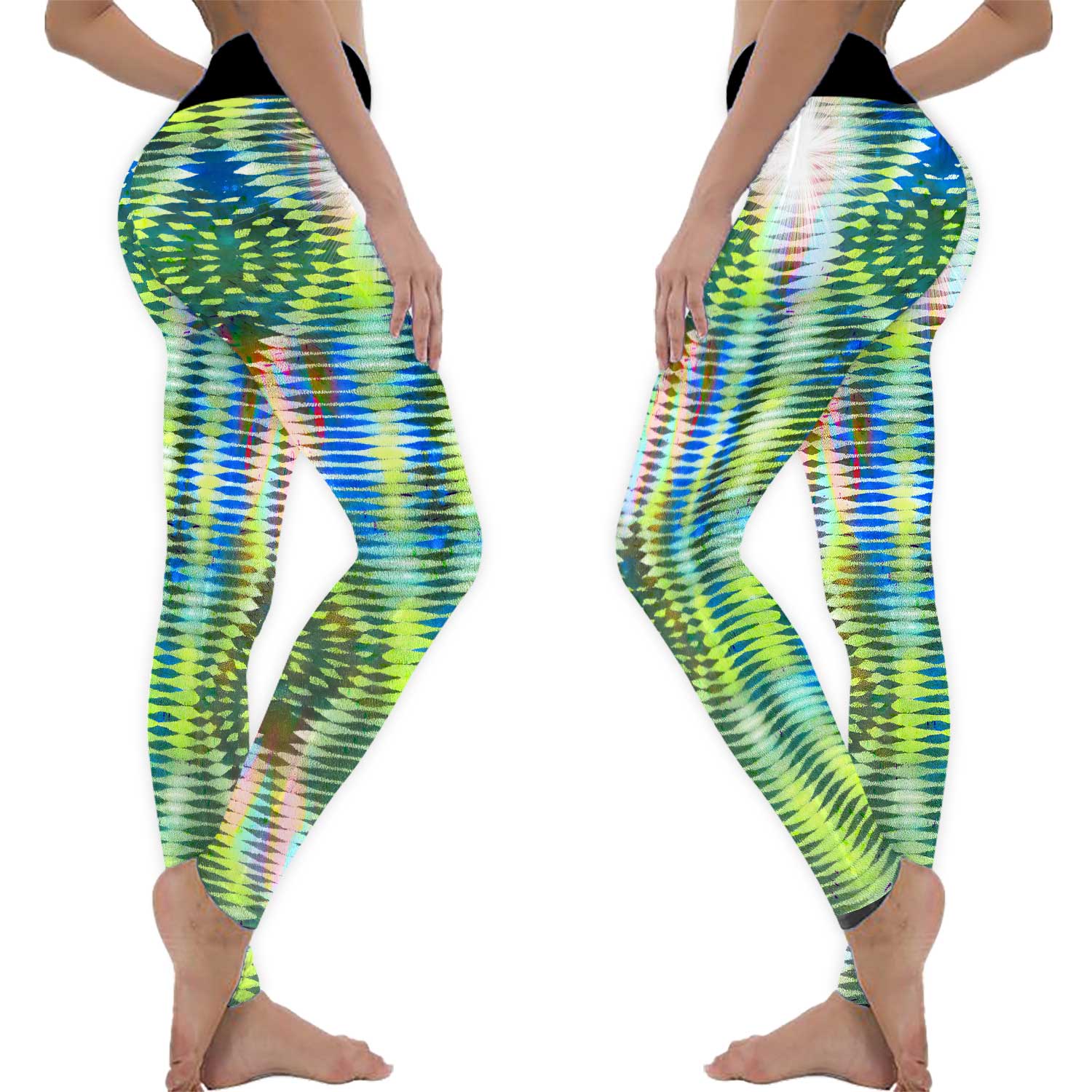 GREEN Dazzle Tribal Hologram UV Reactive Meggings // Black Light Mens Leggings