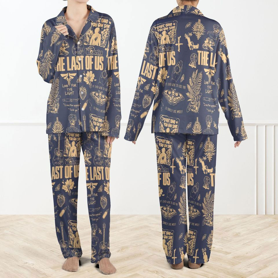Last Of Us Movie Silky Satin Pajama Set For Women, Gamer Sleepwear , Video Game Pajamas, Unisex Cozy Loungewear, Gift for TLOU Fans