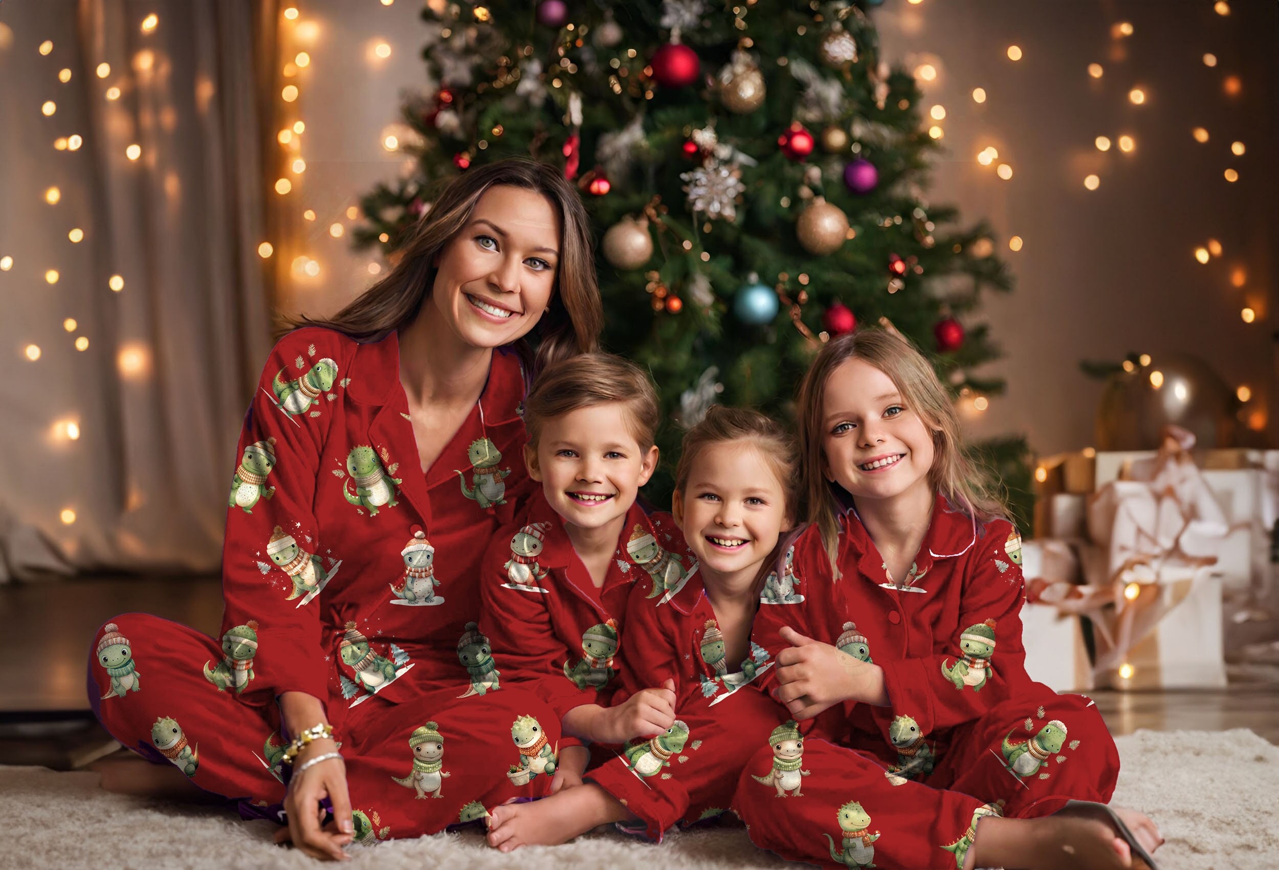 Dinosaur Christmas Morning Matching Family Loungewear Christmas Eve Gift