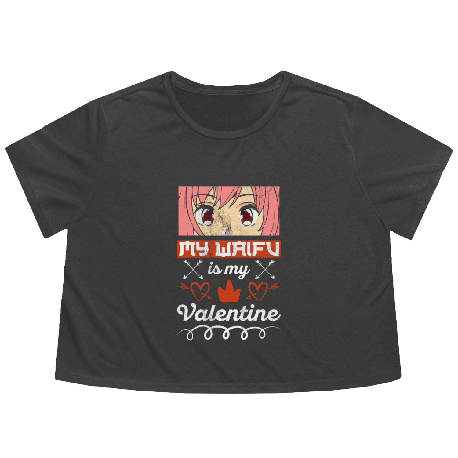 My Waifu is my Valentine Anime Flowy Cropped Tees