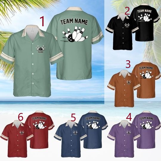 Personalized Bowling Hawaiian Shirt, Custom Bowling Shirt, Retro Bowling Hawaii Shirts, Bowling Team Gifts, Vintage Bowling Team Matching