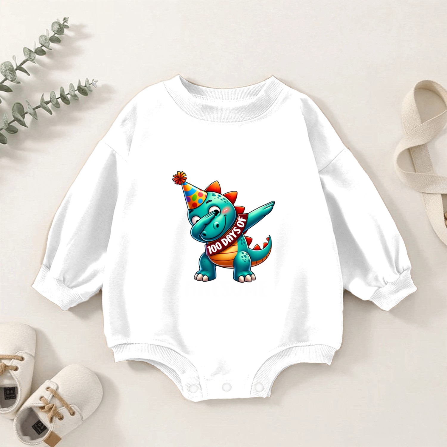 100 Days of Awesome Shool Dabbing Dinosaur Baby Romper Sweatshirts