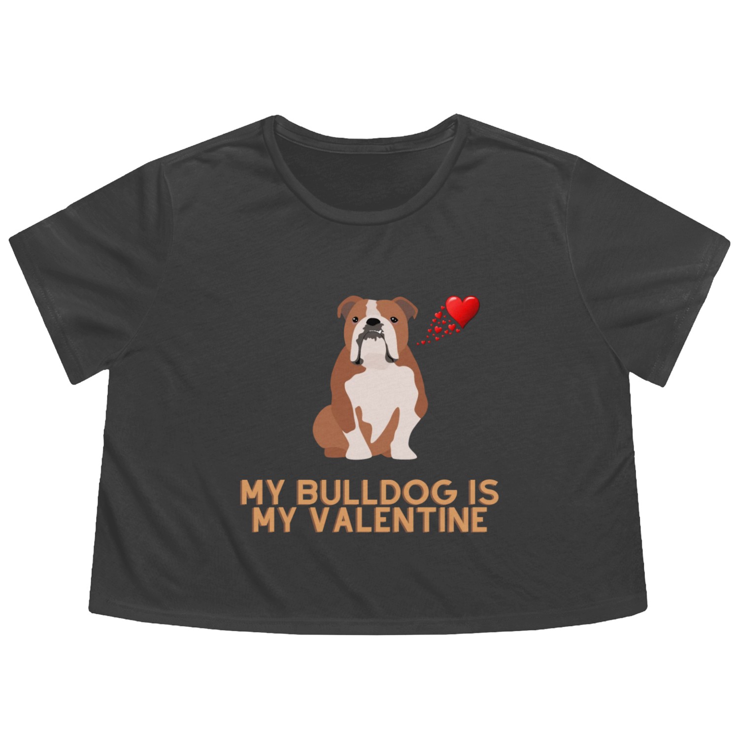 my english bulldog is my valentine Flowy Cropped Tees