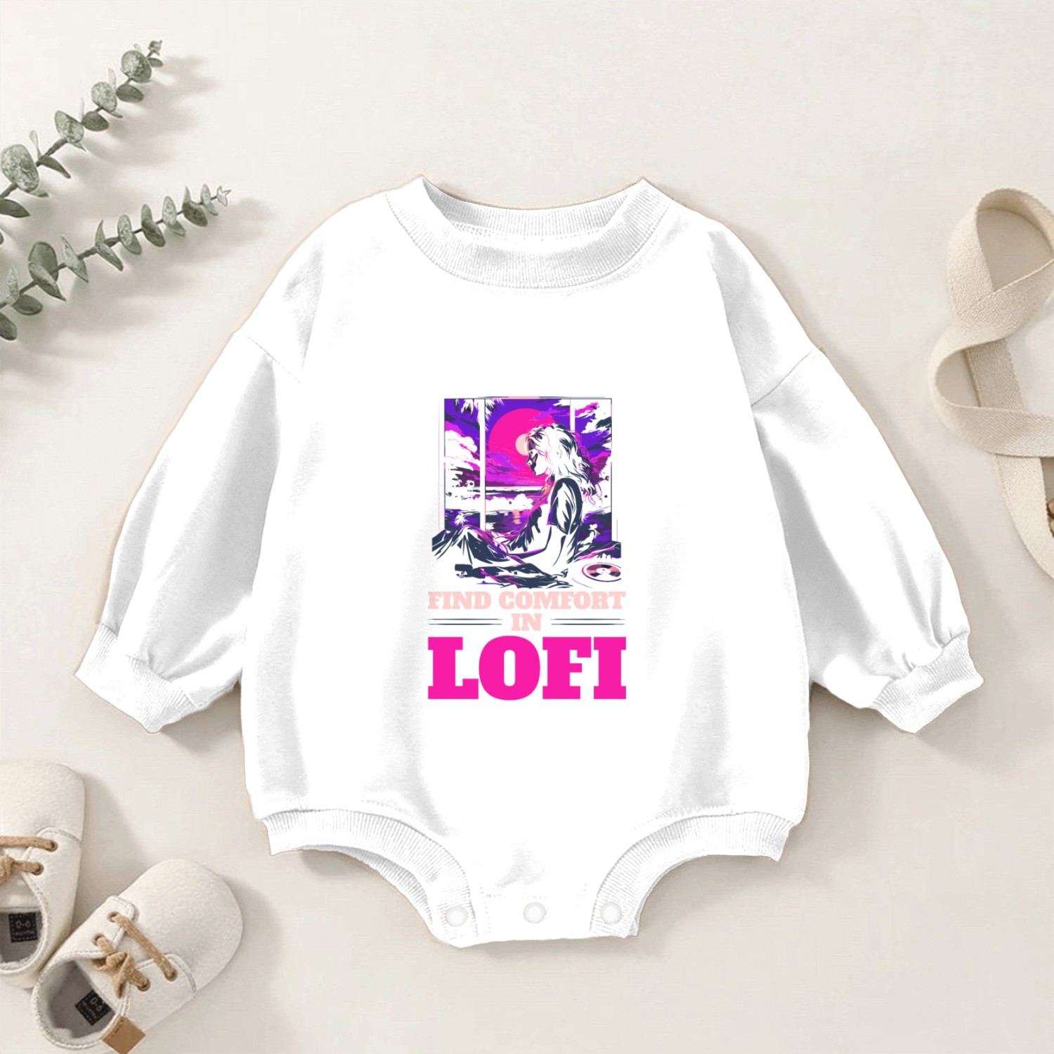 Lofi Music Lover Low Fidelity Japanese Aesthetic Baby Romper Sweatshirts